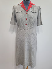Gray Dress with Red Trim <br> (B-46" W-41" H-50")
