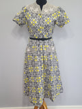 Gray and Yellow Plaid Dress <br> (B-38" W-29" H-34")