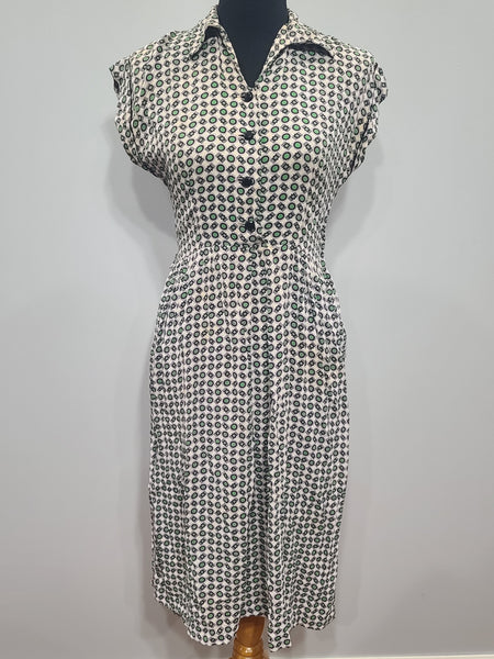 Green Print Dress (as-is) <br> (B-33" W-27" H-37")