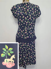 Horse Novelty Print Peplum Dress (as-is) <br> (B-34" W-26" H-33")