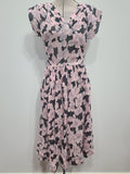 Pink and Black Flower Dress <br> (B-32" W-23" H-full)