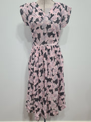 Pink and Black Flower Dress <br> (B-32" W-23" H-full)