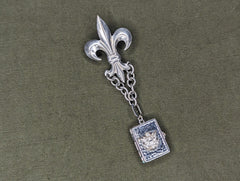 Fleur-de-lis Sweetheart Army Locket Pin