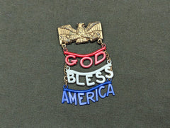 Vintage 1940s WWII God Bless America Sweetheart Early Plastic Pin