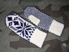 White and Blue Snowflake Mittens