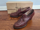 Vintage 1940s Women's Florsheim Brown Lace Up Oxford Shoes in Box (Size 8A)