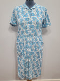 Soviet Blue Flower Print Dress <br> (B-39" W-37" H-48")