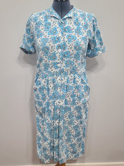 Soviet Blue Flower Print Dress <br> (B-39" W-37" H-48")