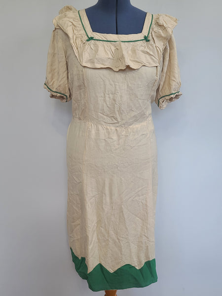 German Prewar Silk Dress Handmade <br> (B-46" W-39.5" H-46")