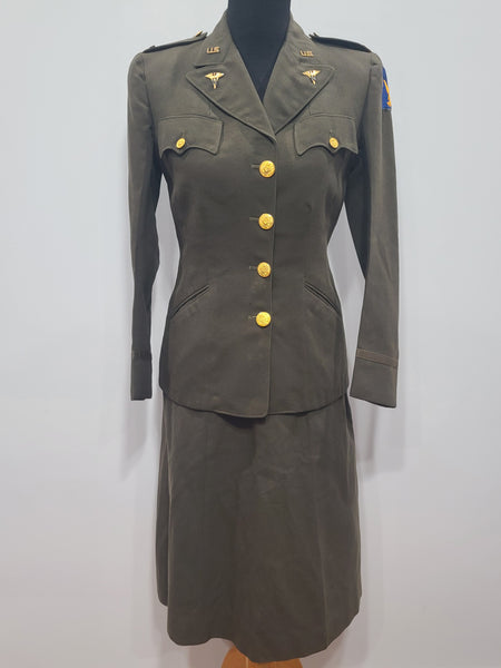 Army Nurse Jacket and Skirt with Insignia <br> (B-35" W-27" H-37")