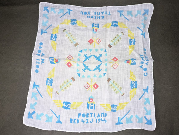 Aircraft Warning Service Army Signals Sweetheart Hankie Portland