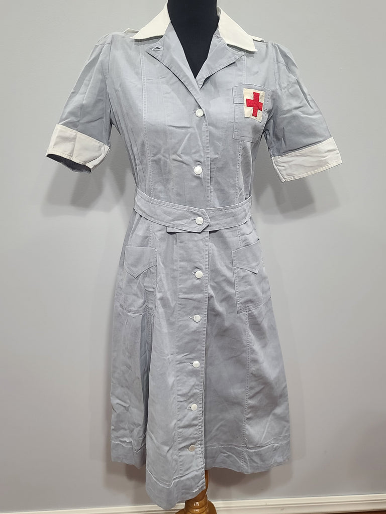 red and grey dress American Red Cross Short Sleeve Gray Lady Uniform Dress (B-38