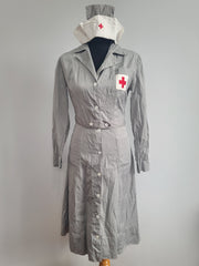 American Red Cross Gray Lady Uniform Dress & Hat <br> (B-38" W-29" H-37")