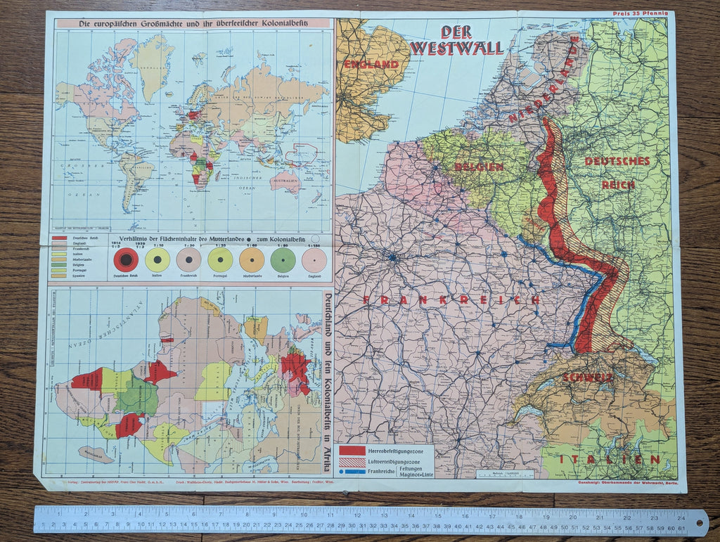 Deutschland Grenzen in Westen Map NSDAP Printer