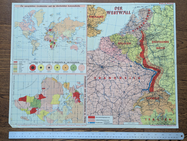 Deutschland Grenzen in Westen Map NSDAP Printer