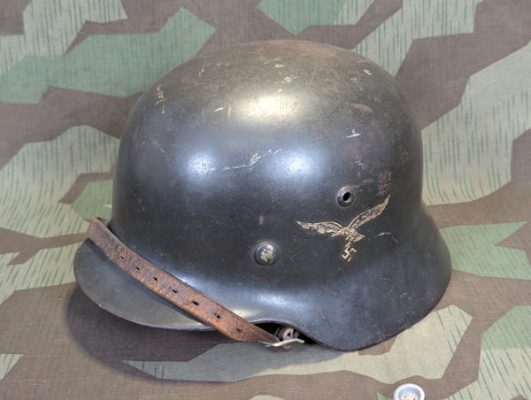WWII German Double Decal Luftwaffe Helmet M35 Stahlhelm ET64