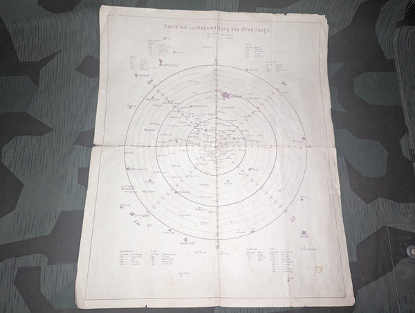 WWII German Luftlagemeldung Air Raid Map Chemnitz Luftschutz