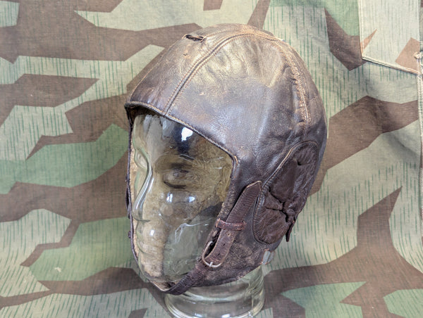 WWII German Luftwaffe Leather Flight Helmet LKpW101 Skull Cap