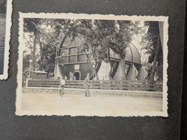 WWII German Soldier at Dürkheimer Reisenfass 1930s 1940s Restaurant Tourist Attraction Photo