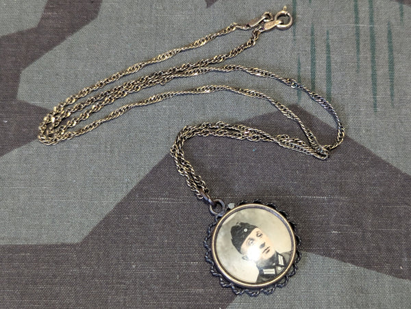German Soldier Sweetheart Photo Necklace