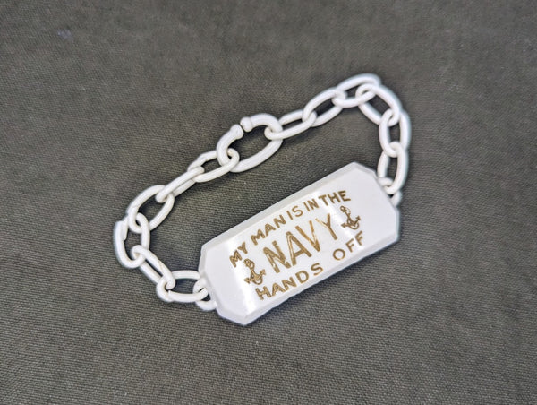 WWII My Man is in the Navy Hands Off Sweetheart Bracelet