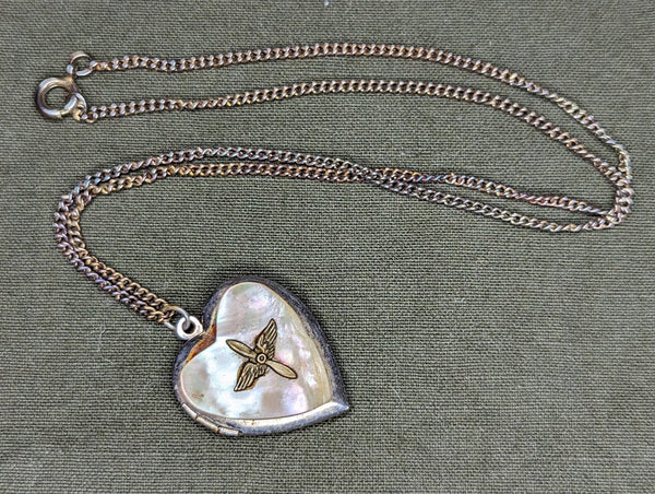 WWII US Army Air Corps Heart Locket Necklace Sweetheart