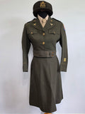 WWII US Army Nurse Uniform Grouping: Ike Jacket, Skirt, Hat, Blouse & Tie