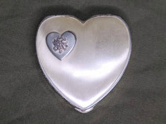 WWII US Army Sweetheart Heart Shaped Compact Hingeco Sterling