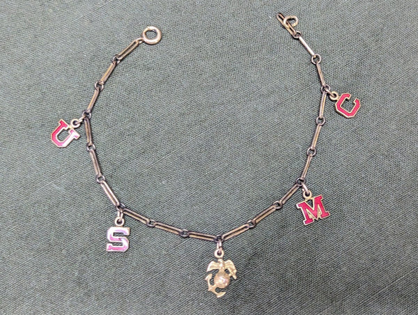 WWII Marine Corps USMC Letter Sweetheart Bracelet