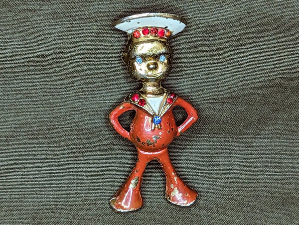 WWII US Navy Sailor Sweetheart Pin with Rhinestones