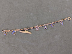 WWII US Navy Sweetheart Bracelet with Ship Charm Boat