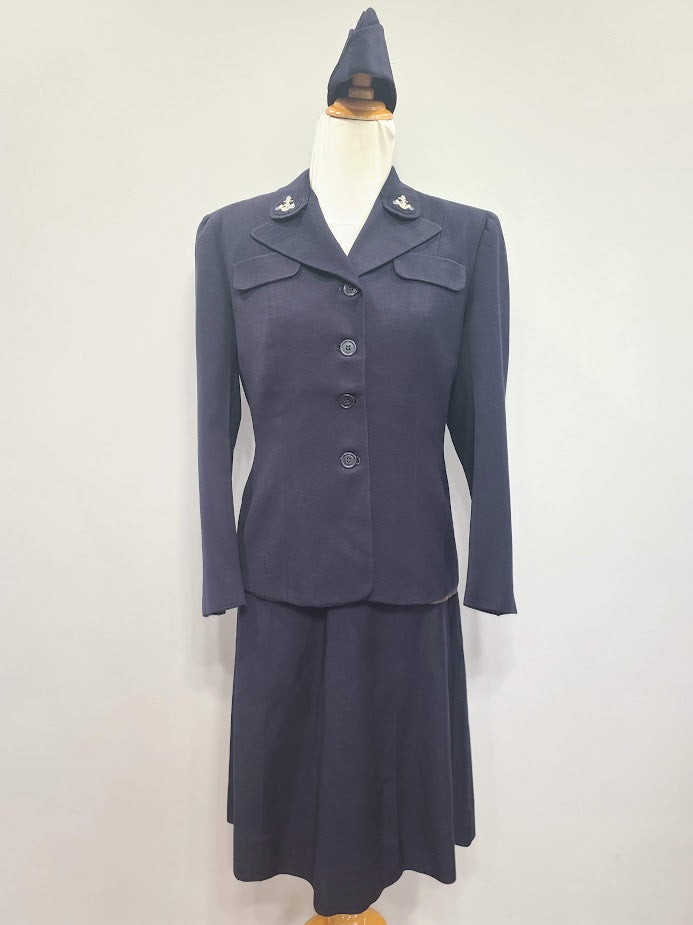 Navy WAVES Uniform: Jacket, Skirt & Garrison Cap (B-39.5" W-30" H-40") Navy WAVES Uniform: Jacket, Skirt & Garrison Cap (B-39.5" W-30" H-40")