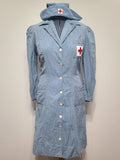 WWII Women's American Red Cross Blue Seersucker Uniform Dress and Hat