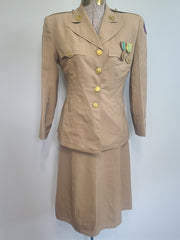 Khaki WAC Uniform: Jacket & Skirt & Medals <br> (B-36" W-24" H-34")