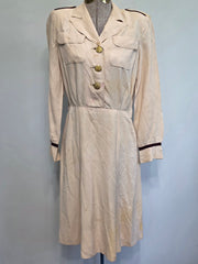 WWII Women's Army Nurse Beige Off-Duty Uniform Dress