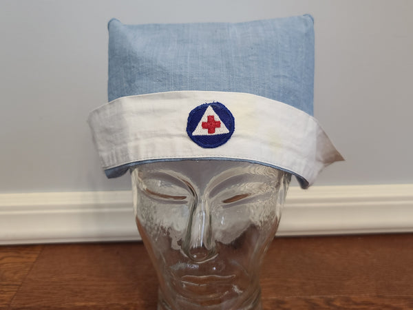 Nurse's Aide Coif Hat Red Cross / Civil Defense