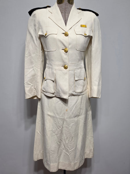WWII Women's US NNC Navy Nurse White Uniform Set Jacket and Skirt