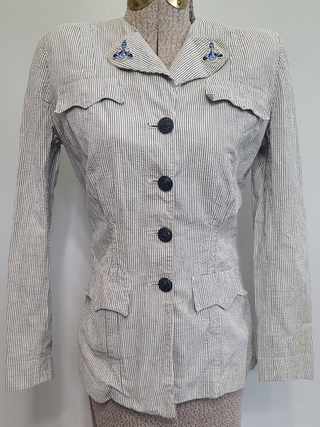 Navy WAVES Seersucker Jacket <br> (B-34" W-26.5")