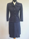 Navy WAVES Uniform: Jacket, Skirt & Blouse <br> (B-34" W-28" H-38")