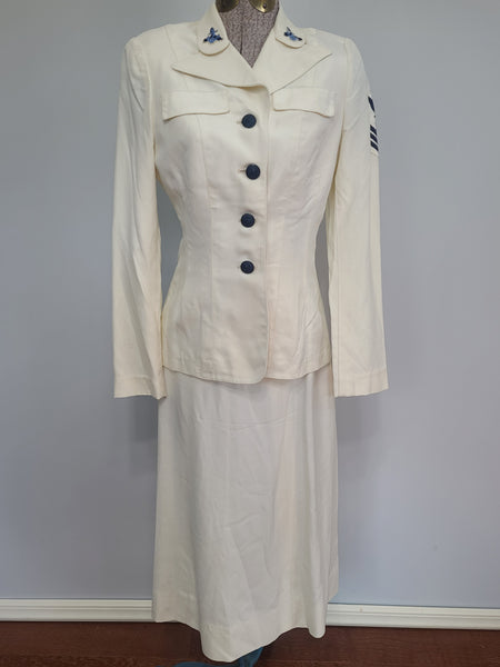 US Navy WAVES White Uniform Jacket & Skirt <br> (B-36" W-24" H-34")