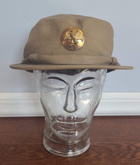 WWII Women's WAC Khaki Uniform Hobby Hat Size 22 Walking Eagle WAAC