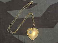 WWI German Iron Cross Sweetheart Heart Necklace