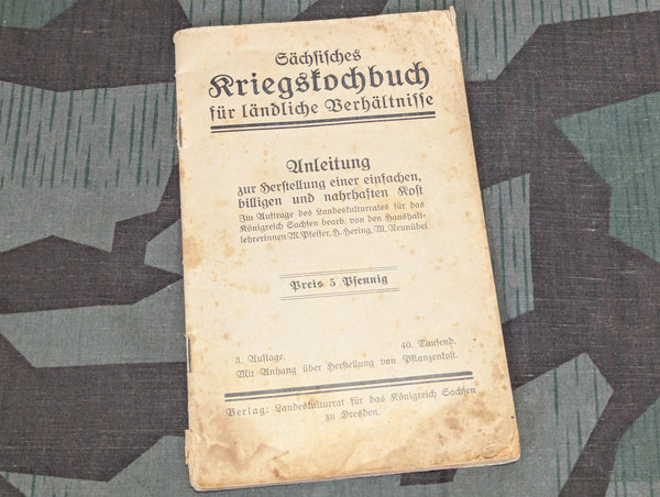 WWI Kriegskochbuch War Cook Book Saxony