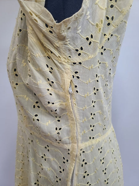 Pale Yellow Eyelet Dress <br> (B-47" W-42" H-49")