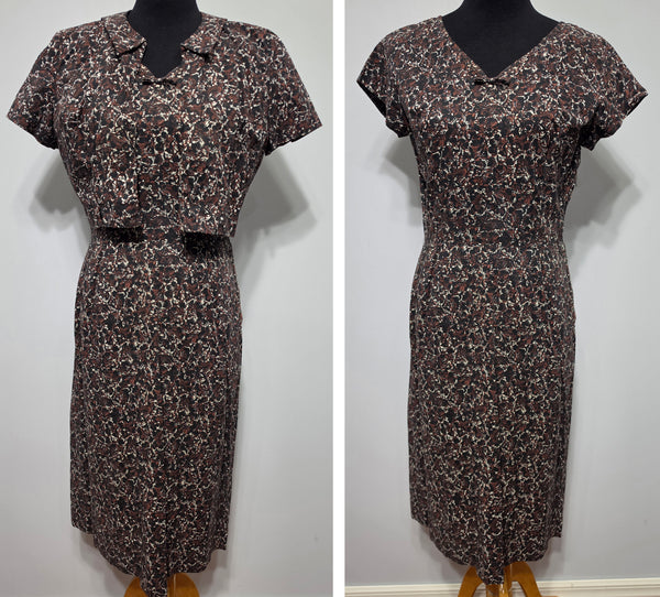 Black and Brown Print Dress and Short Sleeve Top <br> (B-38" W-30" H-36")