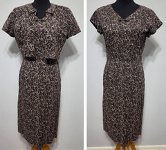 Black and Brown Print Dress and Short Sleeve Top <br> (B-38" W-30" H-36")