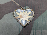 Edelweiss Pressed Flower Heart Shaped Necklace
