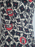 Flower and Person in Archway Novelty Print Dress <br> (B-41" W-28" H-41")