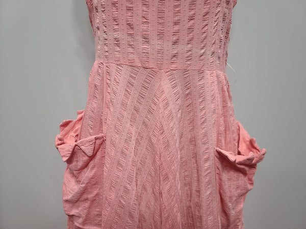 Pink Seersucker Sleeveless Dress <br> (B-33" W-26")