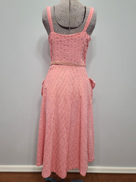 Pink Seersucker Sleeveless Dress <br> (B-33" W-26")